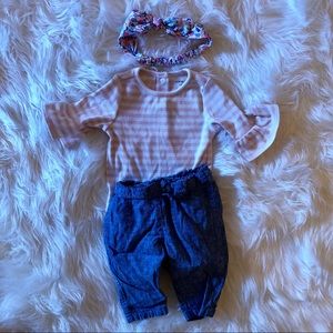 Janie & Jack stripes & chambray set